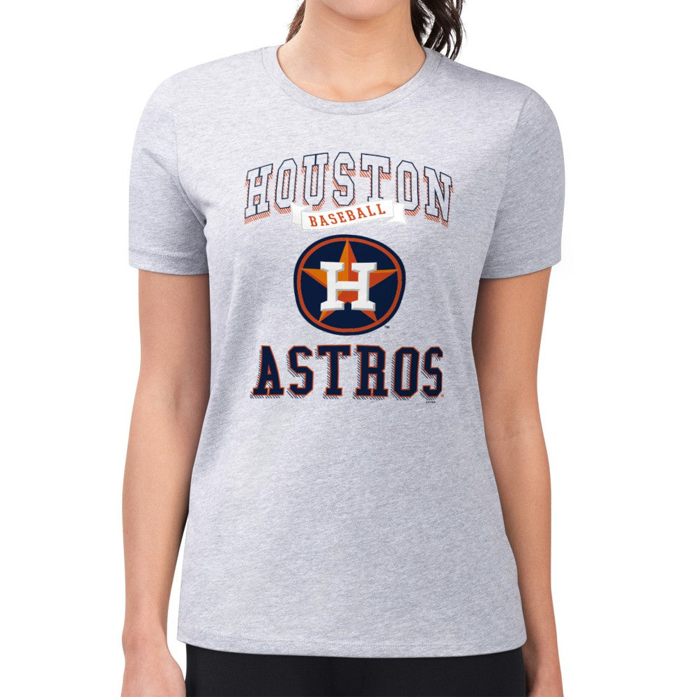 Houston Astros G-III 4Her by Carl Banks Women's Super-Slim Fit Lightweight Team Logo Graphic T-Shirt - Heather Gray - MLB Lifestyle