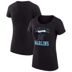 Miami Marlins G-III 4Her by Carl Banks Women's Super-Slim Fit Lightweight Team Logo Graphic T-Shirt - Black - MLB Lifestyle