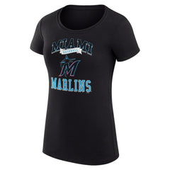 Miami Marlins G-III 4Her by Carl Banks Women's Super-Slim Fit Lightweight Team Logo Graphic T-Shirt - Black - MLB Lifestyle