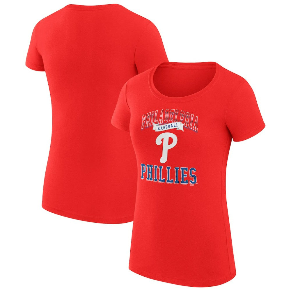 Philadelphia Phillies G-III 4Her by Carl Banks Women's Super-Slim Fit Lightweight Team Logo Graphic T-Shirt - Red - MLB Discount