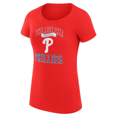 Philadelphia Phillies G-III 4Her by Carl Banks Women's Super-Slim Fit Lightweight Team Logo Graphic T-Shirt - Red - MLB Discount