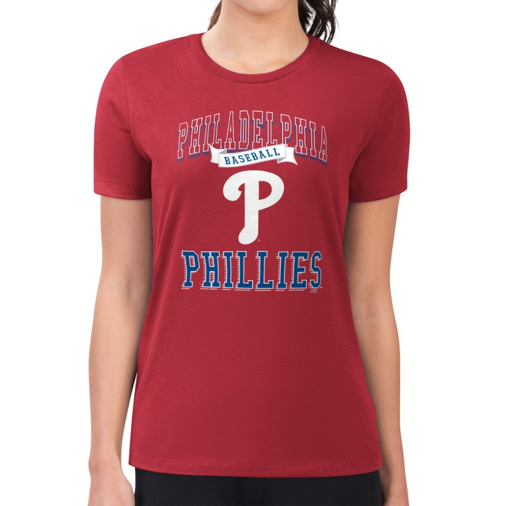 Philadelphia Phillies G-III 4Her by Carl Banks Women's Super-Slim Fit Lightweight Team Logo Graphic T-Shirt - Red - MLB Discount