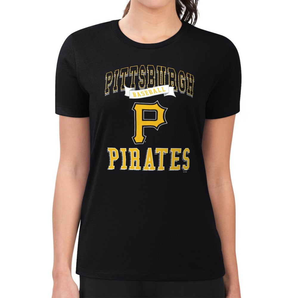 Pittsburgh Pirates G-III 4Her by Carl Banks Women's Super-Slim Fit Lightweight Team Logo Graphic T-Shirt - Black - MLB Sale