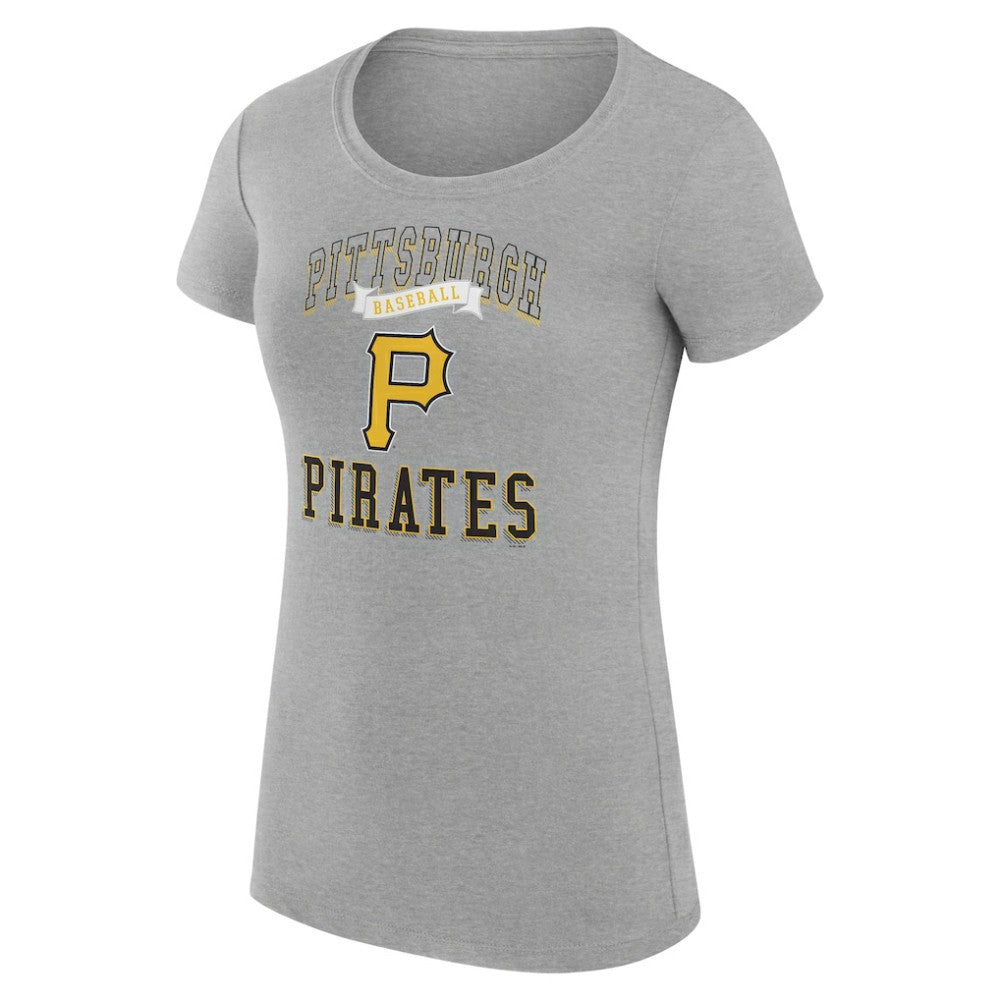 Pittsburgh Pirates G-III 4Her by Carl Banks Women's Super-Slim Fit Lightweight Team Logo Graphic T-Shirt - Heather Gray - MLB Lifestyle
