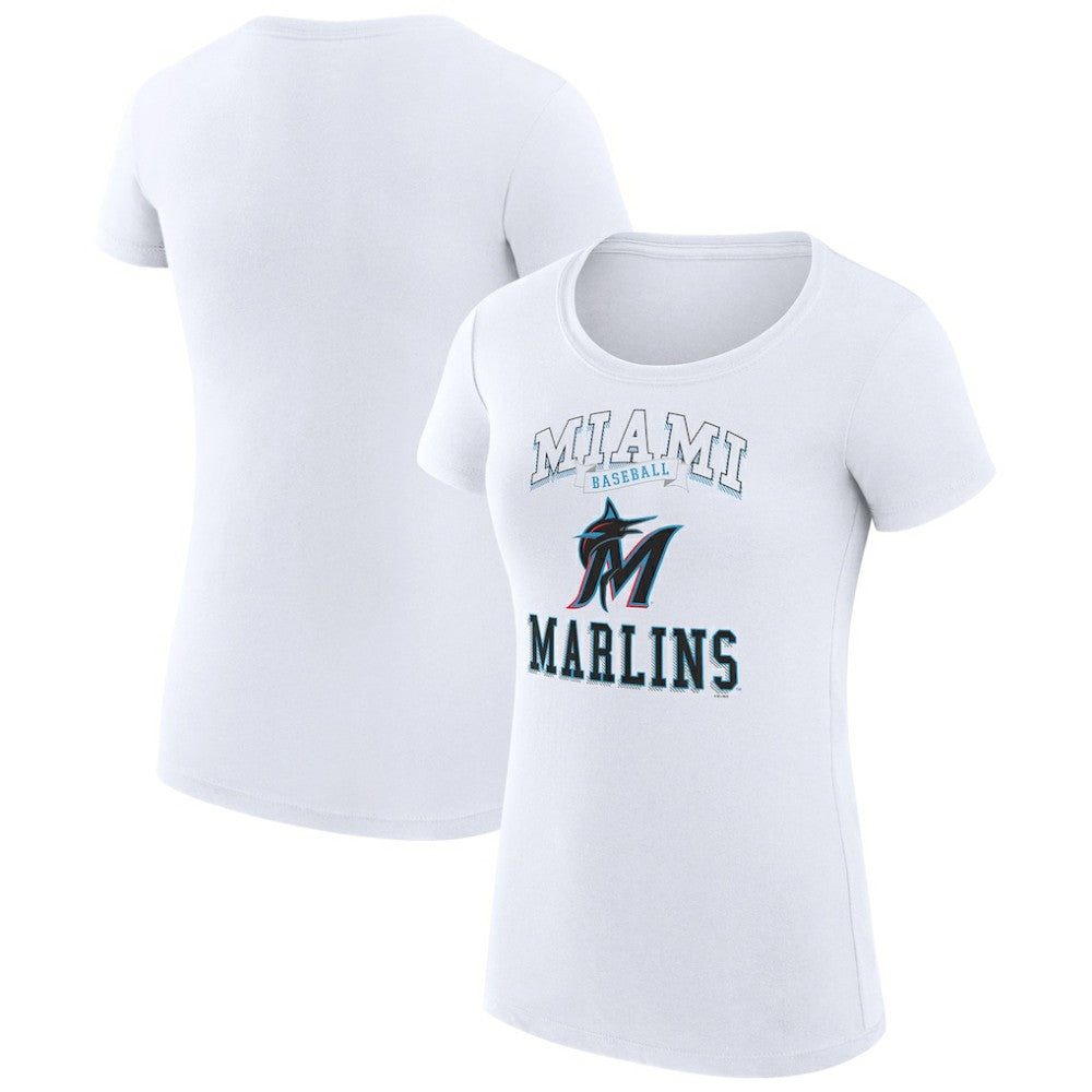 Miami Marlins G-III 4Her by Carl Banks Women's Super-Slim Fit Lightweight Team Logo Graphic T-Shirt - White - MLB Online