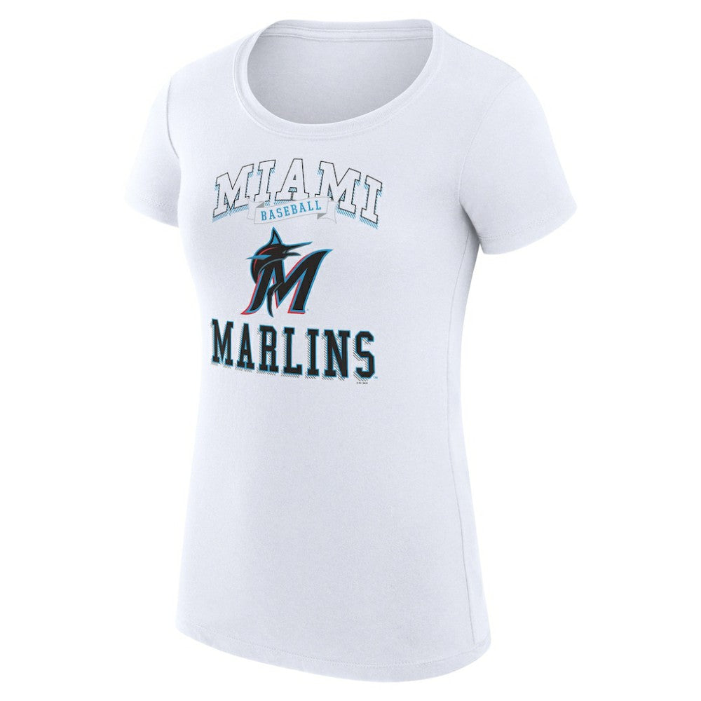 Miami Marlins G-III 4Her by Carl Banks Women's Super-Slim Fit Lightweight Team Logo Graphic T-Shirt - White - MLB Online