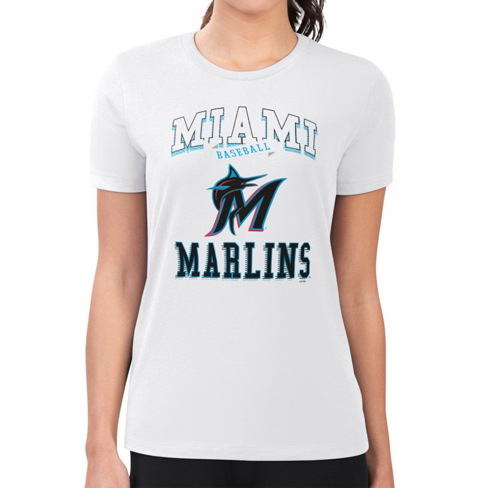 Miami Marlins G-III 4Her by Carl Banks Women's Super-Slim Fit Lightweight Team Logo Graphic T-Shirt - White - MLB Online