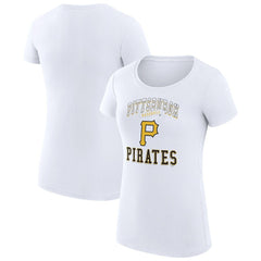 Pittsburgh Pirates G-III 4Her by Carl Banks Women's Super-Slim Fit Lightweight Team Logo Graphic T-Shirt - White - MLB Lifestyle