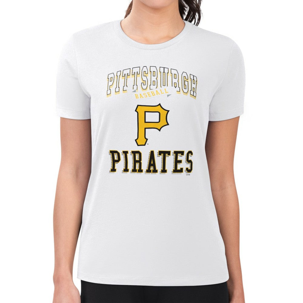 Pittsburgh Pirates G-III 4Her by Carl Banks Women's Super-Slim Fit Lightweight Team Logo Graphic T-Shirt - White - MLB Lifestyle