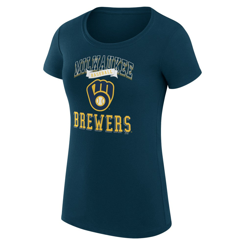 Milwaukee Brewers G-III 4Her by Carl Banks Women's Super-Slim Fit Lightweight Team Logo Graphic T-Shirt - Navy - MLB Online
