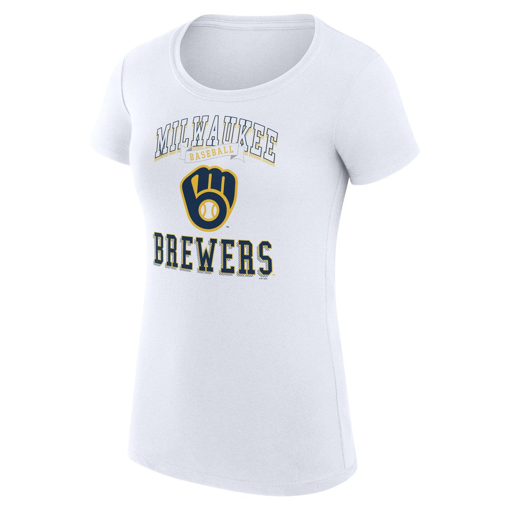 Milwaukee Brewers G-III 4Her by Carl Banks Women's Super-Slim Fit Lightweight Team Logo Graphic T-Shirt - White - MLB Lifestyle