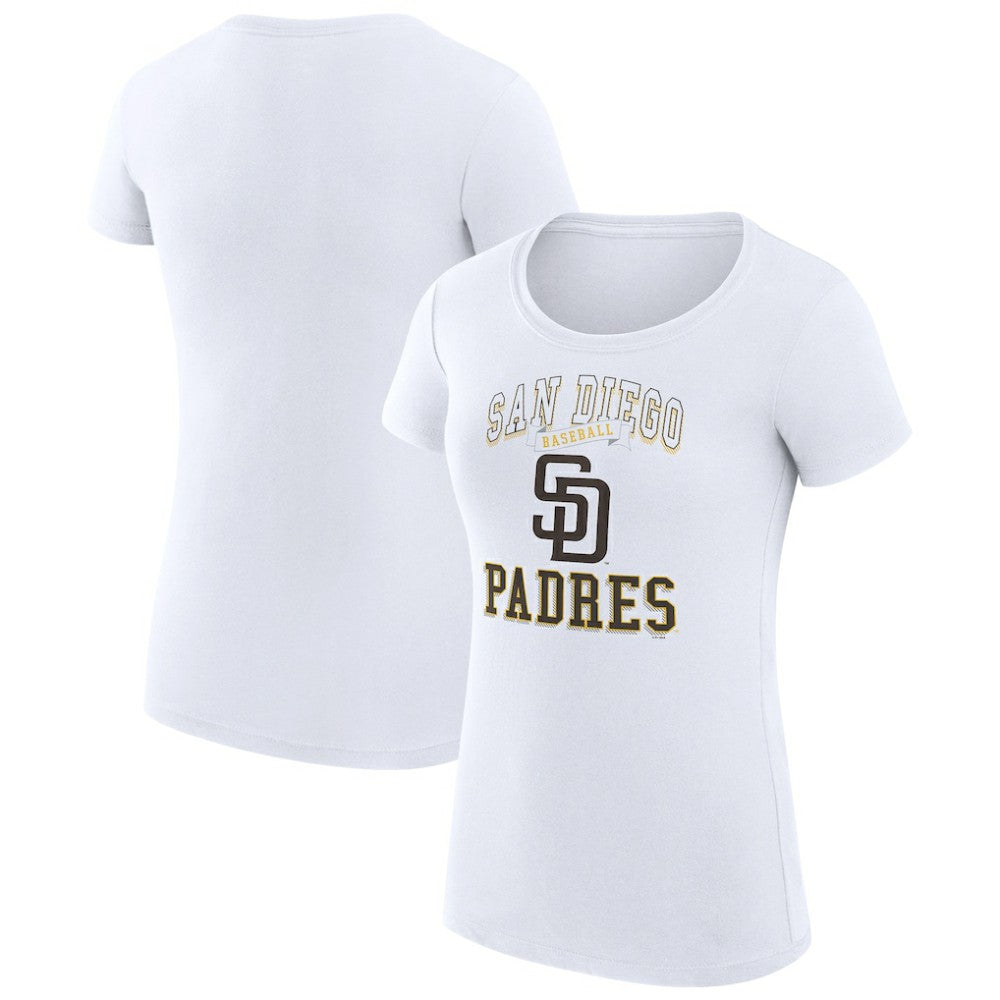 San Diego Padres G-III 4Her by Carl Banks Women's Super-Slim Fit Lightweight Team Logo Graphic T-Shirt - White - MLB Sale
