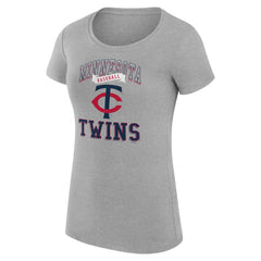 Minnesota Twins G-III 4Her by Carl Banks Women's Super-Slim Fit Lightweight Team Logo Graphic T-Shirt - Heather Gray - MLB Lifestyle