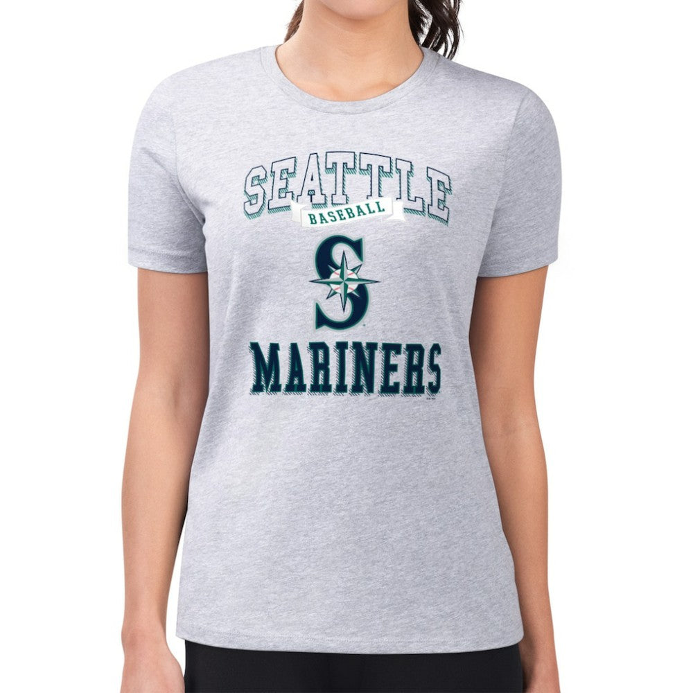Seattle Mariners G-III 4Her by Carl Banks Women's Super-Slim Fit Lightweight Team Logo Graphic T-Shirt - Heather Gray - MLB Discount