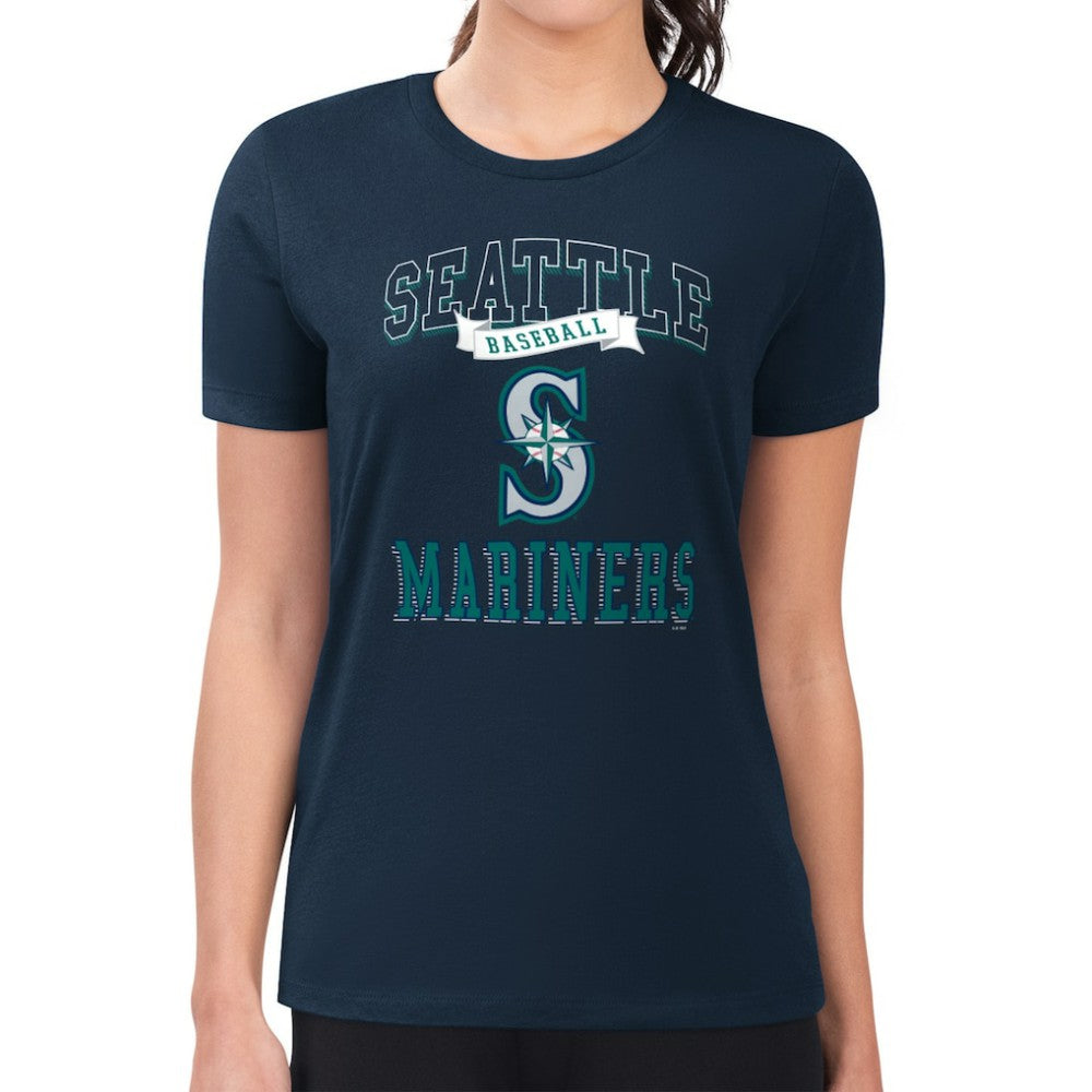 Seattle Mariners G-III 4Her by Carl Banks Women's Super-Slim Fit Lightweight Team Logo Graphic T-Shirt - Navy - MLB Sale