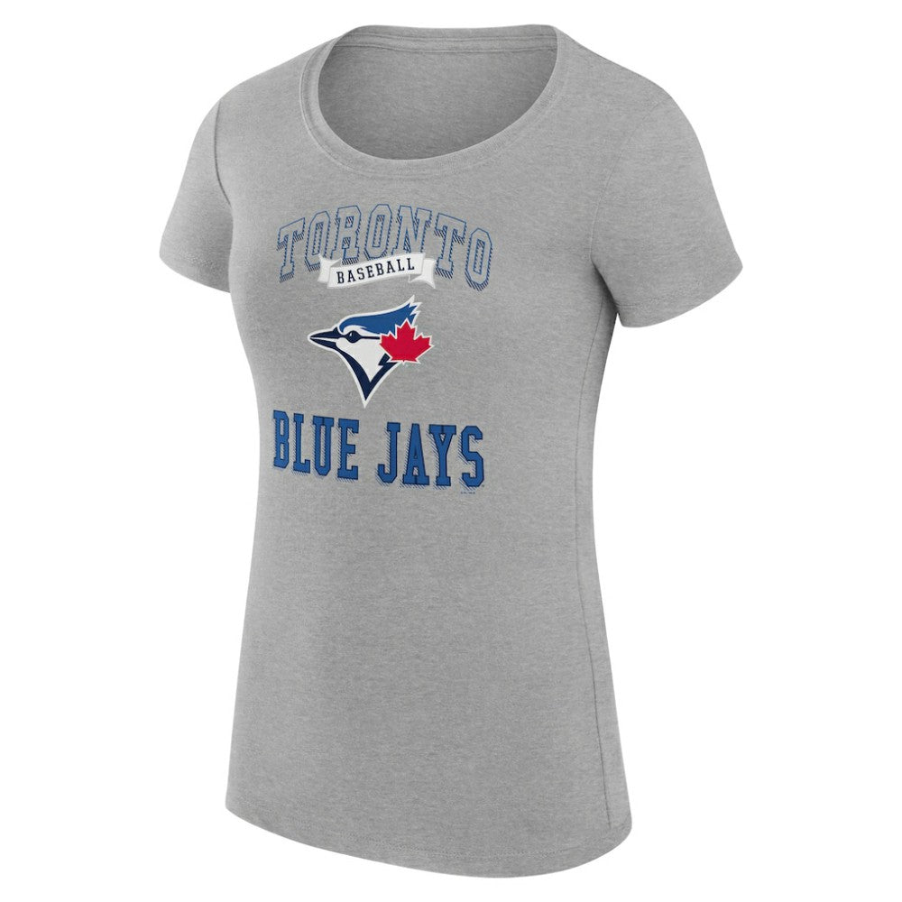 Toronto Blue Jays G-III 4Her by Carl Banks Women's Super-Slim Fit Lightweight Team Logo Graphic T-Shirt - Heather Gray - MLB Sale