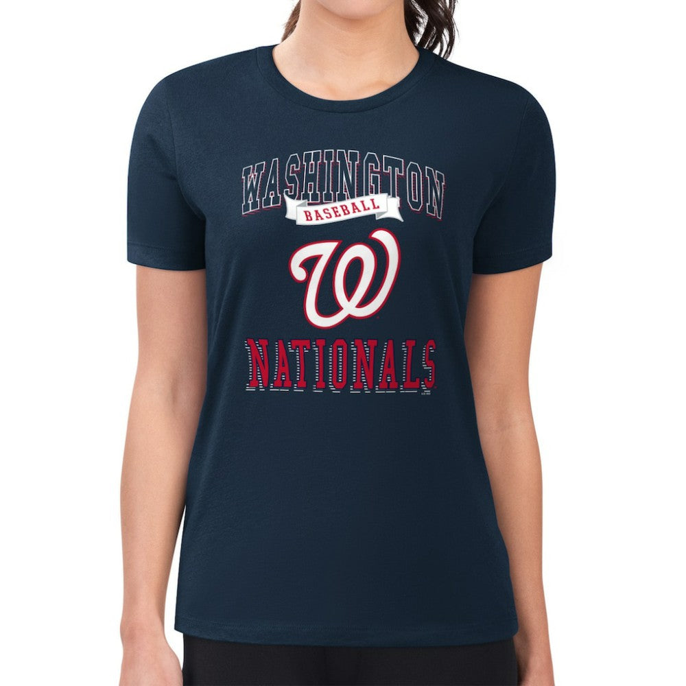 Washington Nationals G-III 4Her by Carl Banks Women's Super-Slim Fit Lightweight Team Logo Graphic T-Shirt - Navy - MLB Sale