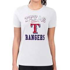 Texas Rangers G-III 4Her by Carl Banks Women's Super-Slim Fit Lightweight Team Logo Graphic T-Shirt - White - MLB Sale