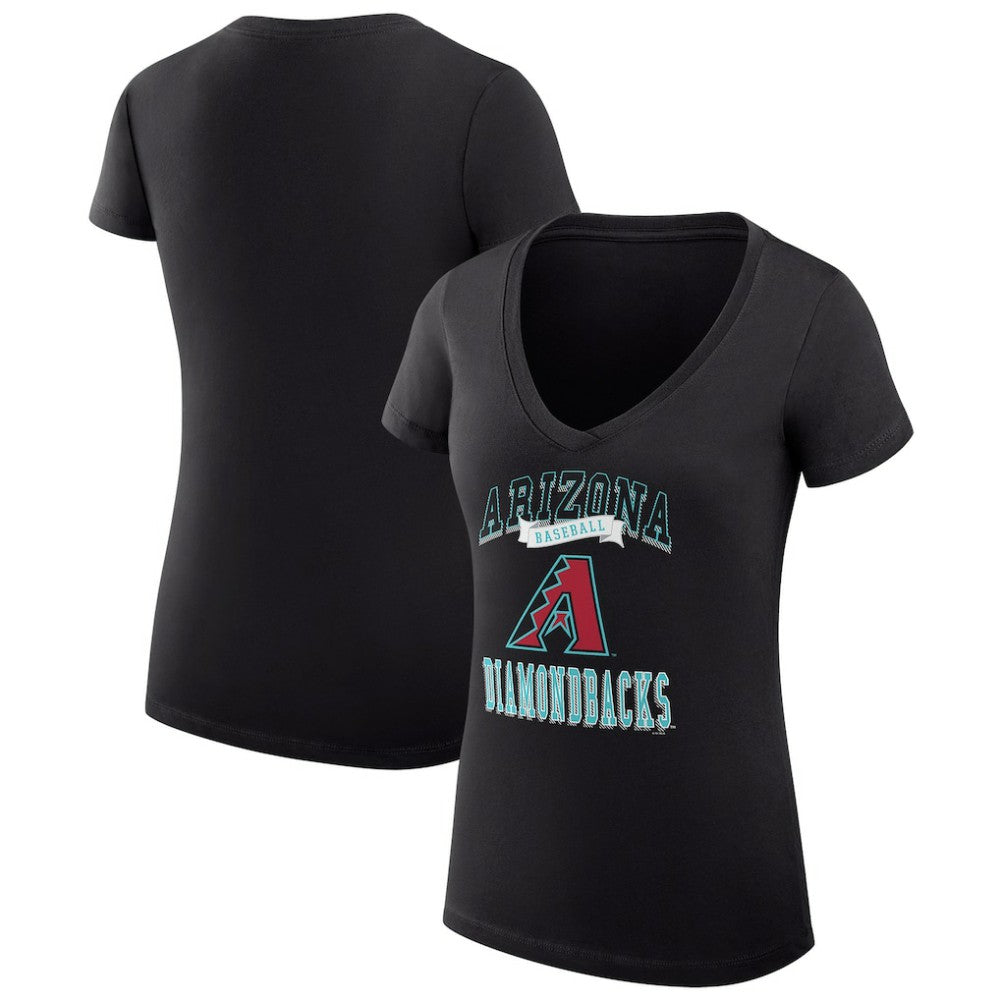 Arizona Diamondbacks G-III 4Her by Carl Banks Women's Super-Slim Fit Lightweight Team Logo Graphic V-Neck T-Shirt - Black - MLB Lifestyle