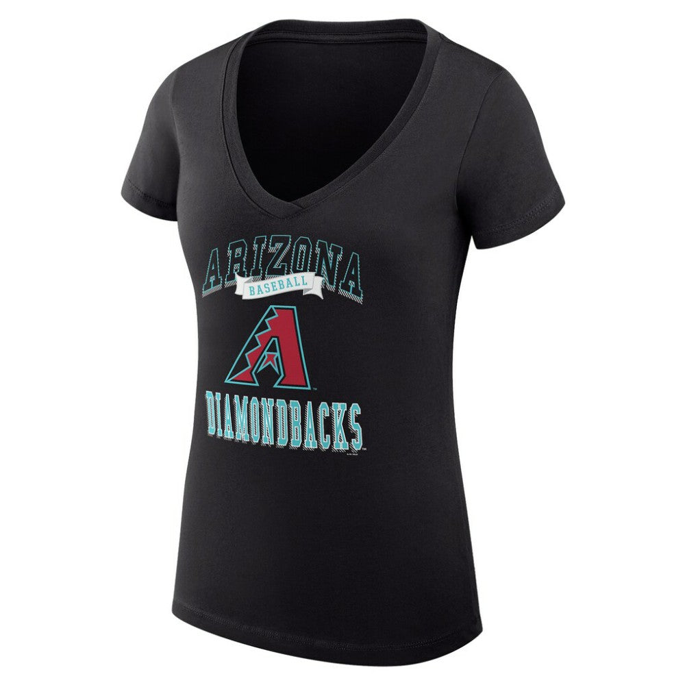 Arizona Diamondbacks G-III 4Her by Carl Banks Women's Super-Slim Fit Lightweight Team Logo Graphic V-Neck T-Shirt - Black - MLB Lifestyle