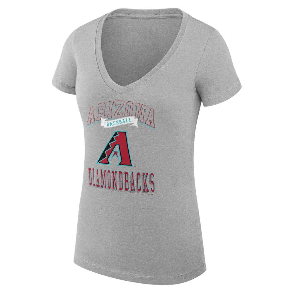 Arizona Diamondbacks G-III 4Her by Carl Banks Women's Super-Slim Fit Lightweight Team Logo Graphic V-Neck T-Shirt - Heather Gray - MLB Discount