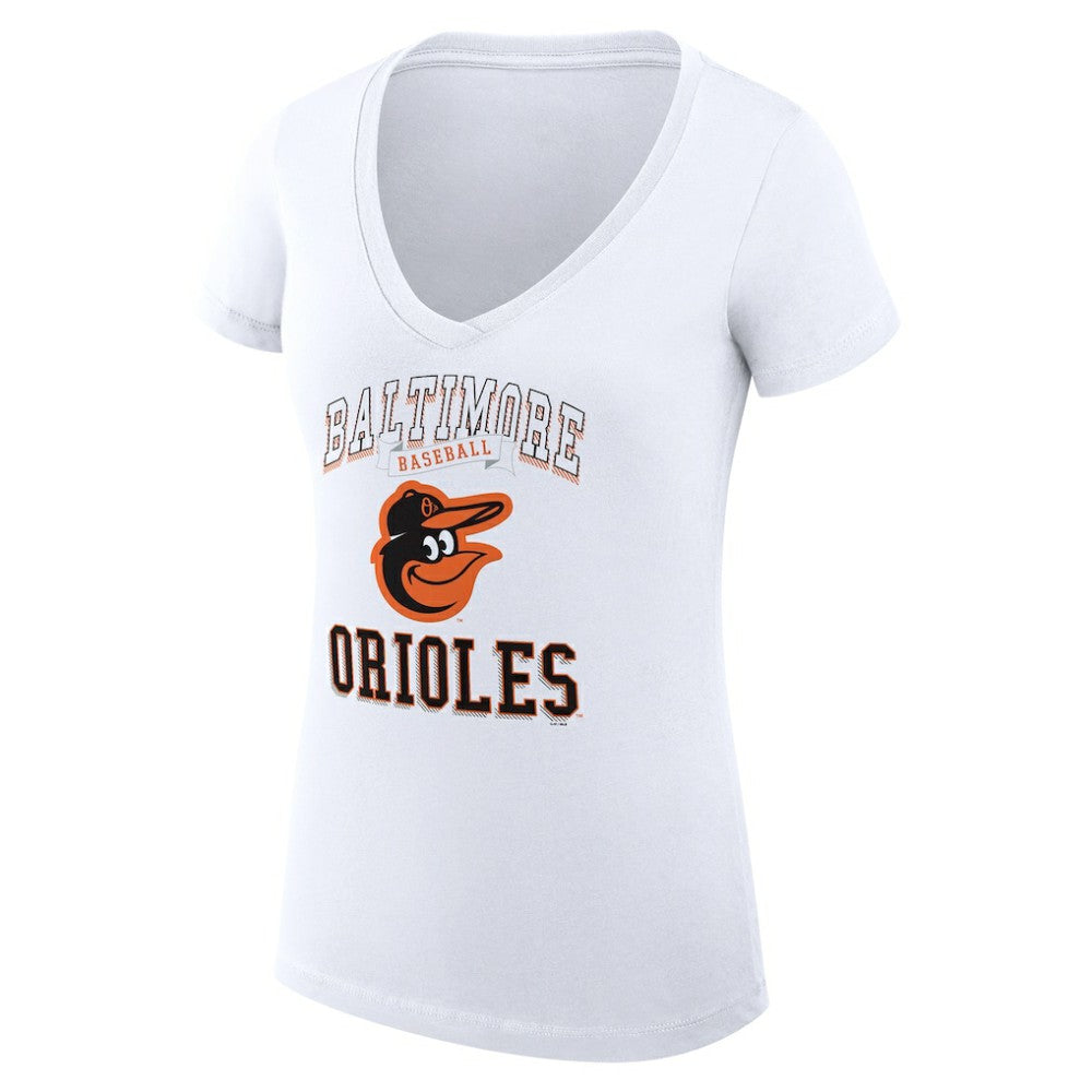 Baltimore Orioles G-III 4Her by Carl Banks Women's Super-Slim Fit Lightweight Team Logo Graphic V-Neck T-Shirt - White - MLB Discount
