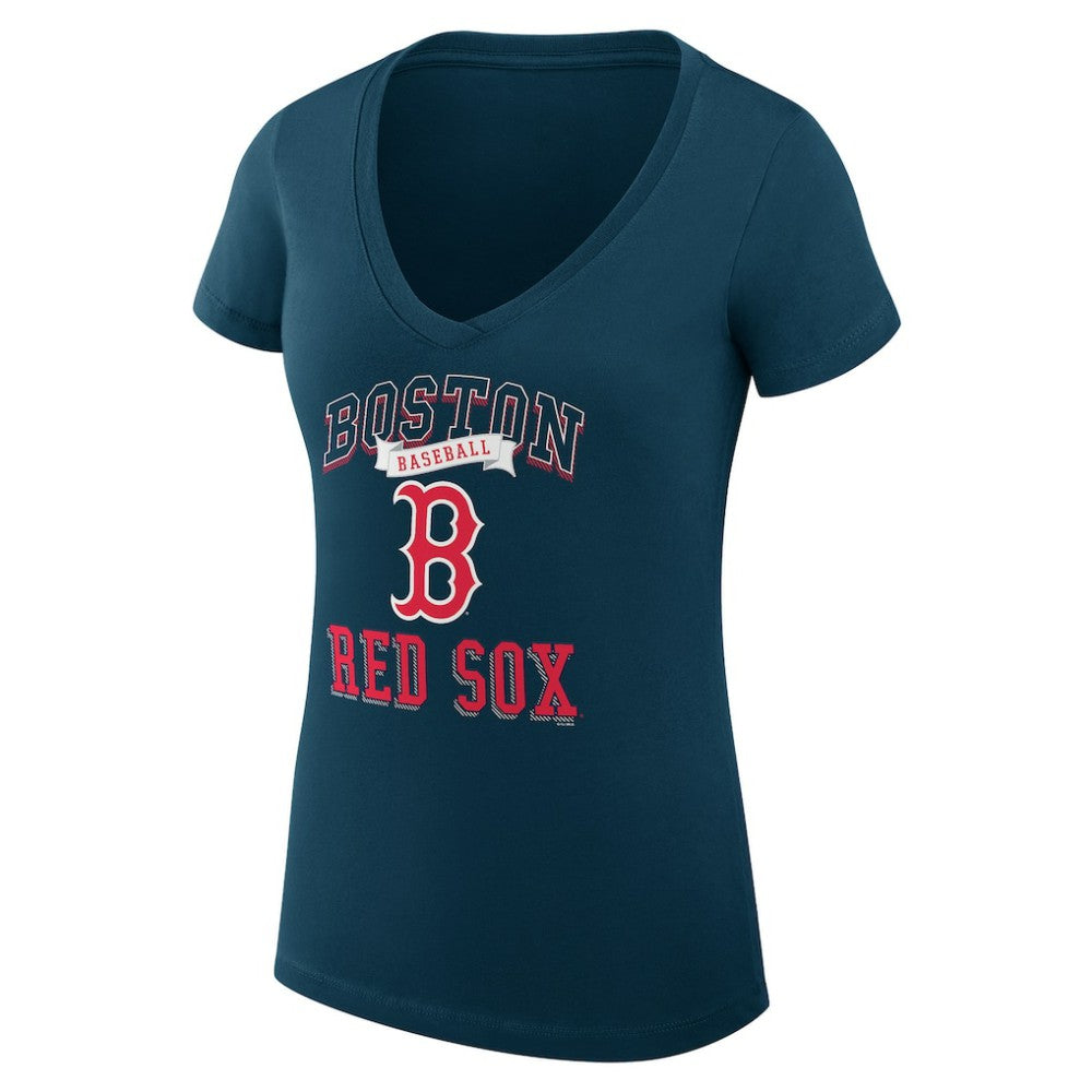Boston Red Sox G-III 4Her by Carl Banks Women's Super-Slim Fit Lightweight Team Logo Graphic V-Neck T-Shirt - Navy - MLB Sale