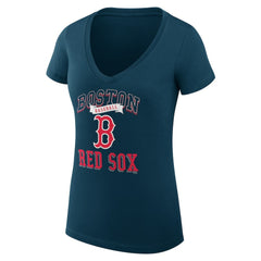 Boston Red Sox G-III 4Her by Carl Banks Women's Super-Slim Fit Lightweight Team Logo Graphic V-Neck T-Shirt - Navy - MLB Sale