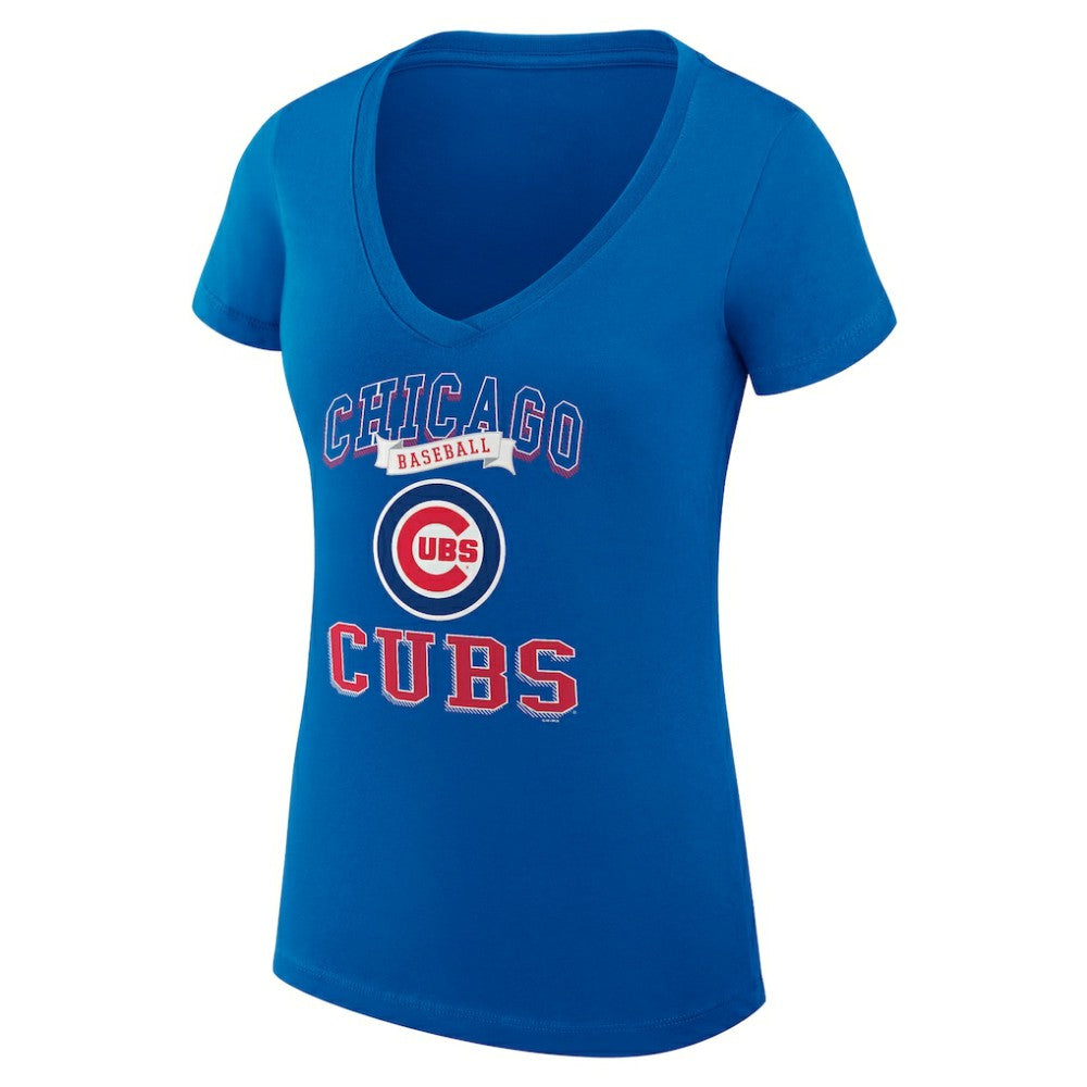 Chicago Cubs G-III 4Her by Carl Banks Women's Super-Slim Fit Lightweight Team Logo Graphic V-Neck T-Shirt - Royal - MLB Sale