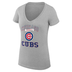 Chicago Cubs G-III 4Her by Carl Banks Women's Super-Slim Fit Lightweight Team Logo Graphic V-Neck T-Shirt - Heather Gray - MLB Online