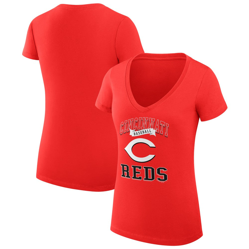 Cincinnati Reds G-III 4Her by Carl Banks Women's Super-Slim Fit Lightweight Team Logo Graphic V-Neck T-Shirt - Red - MLB Online