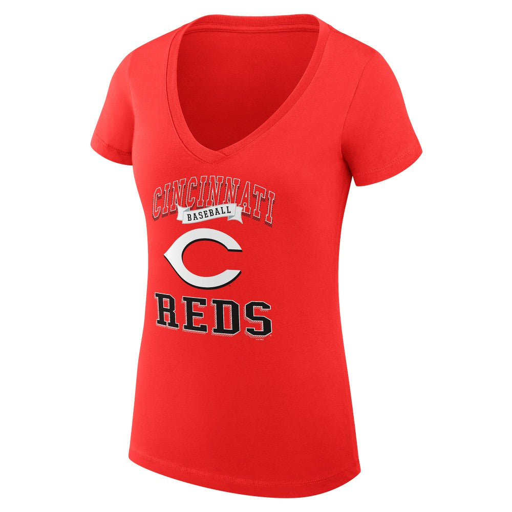 Cincinnati Reds G-III 4Her by Carl Banks Women's Super-Slim Fit Lightweight Team Logo Graphic V-Neck T-Shirt - Red - MLB Online