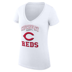 Cincinnati Reds G-III 4Her by Carl Banks Women's Super-Slim Fit Lightweight Team Logo Graphic V-Neck T-Shirt - White - MLB Discount