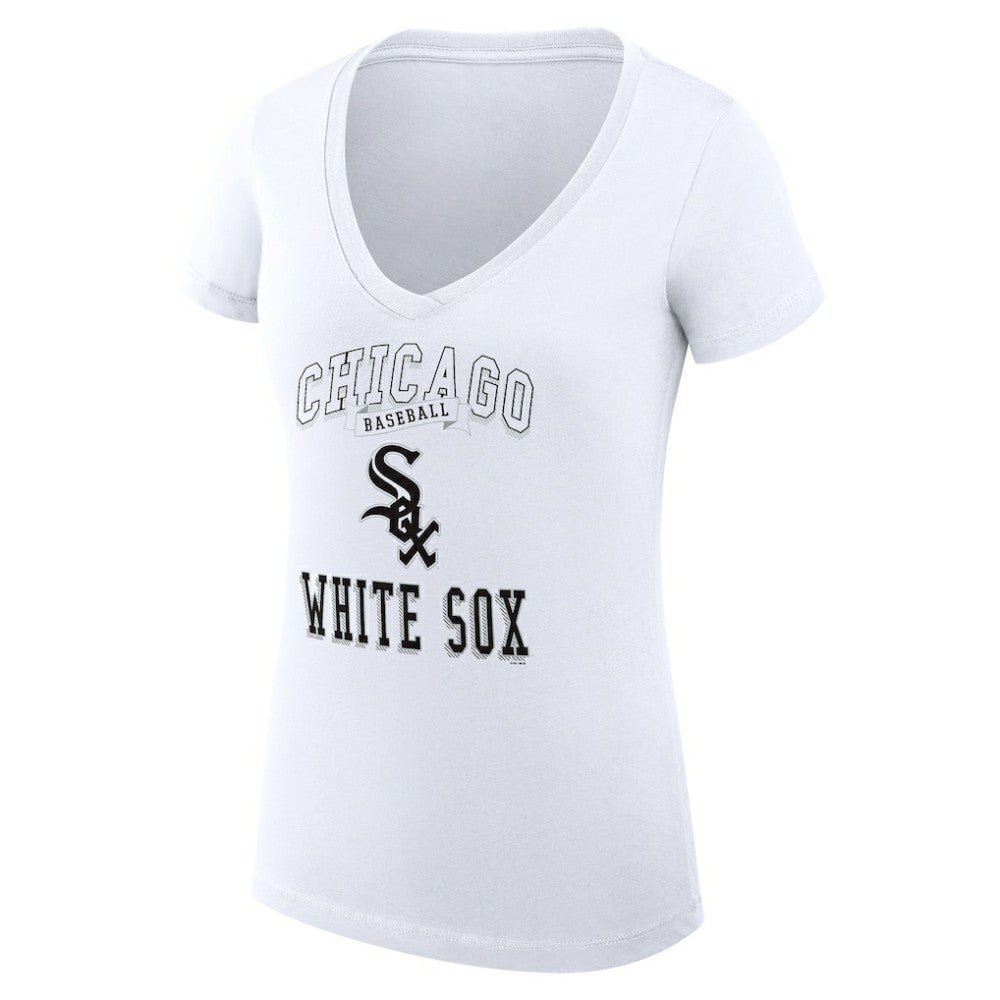 Chicago White Sox G-III 4Her by Carl Banks Women's Super-Slim Fit Lightweight Team Logo Graphic V-Neck T-Shirt - White - MLB on Sale