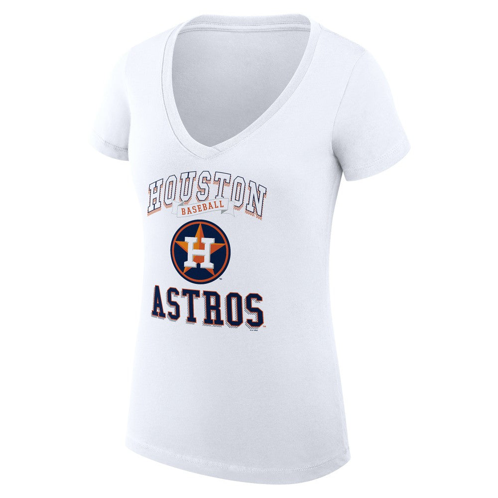 Houston Astros G-III 4Her by Carl Banks Women's Super-Slim Fit Lightweight Team Logo Graphic V-Neck T-Shirt - White - MLB Online