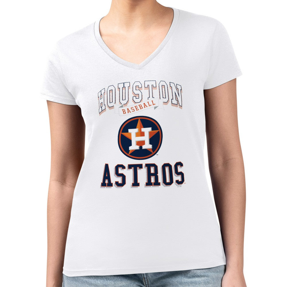 Houston Astros G-III 4Her by Carl Banks Women's Super-Slim Fit Lightweight Team Logo Graphic V-Neck T-Shirt - White - MLB Online