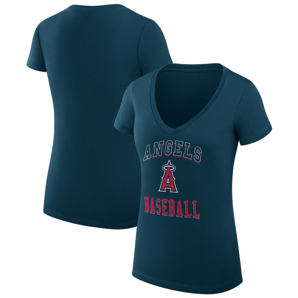 Los Angeles Angels G-III 4Her by Carl Banks Women's Super-Slim Fit Lightweight Team Logo Graphic V-Neck T-Shirt - Navy - MLB Lifestyle