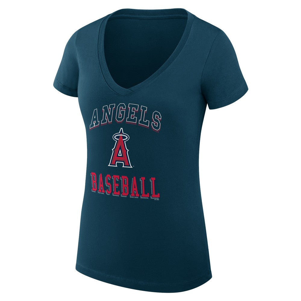 Los Angeles Angels G-III 4Her by Carl Banks Women's Super-Slim Fit Lightweight Team Logo Graphic V-Neck T-Shirt - Navy - MLB Lifestyle