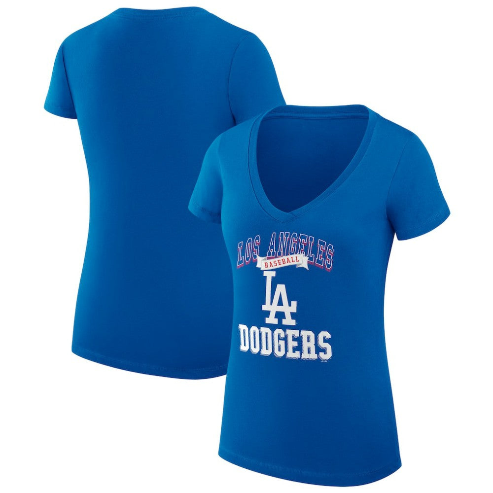 Los Angeles Dodgers G-III 4Her by Carl Banks Women's Super-Slim Fit Lightweight Team Logo Graphic V-Neck T-Shirt - Royal - MLB on Sale