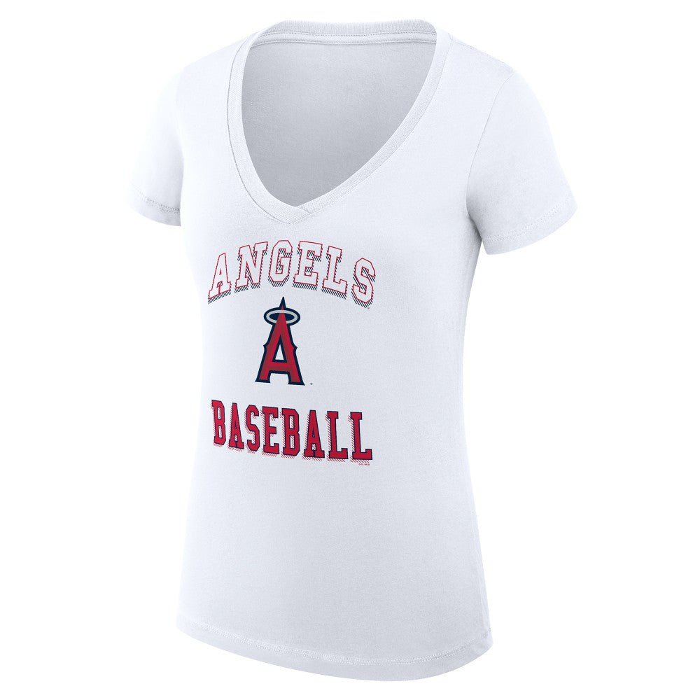 Los Angeles Angels G-III 4Her by Carl Banks Women's Super-Slim Fit Lightweight Team Logo Graphic V-Neck T-Shirt - White - MLB Lifestyle