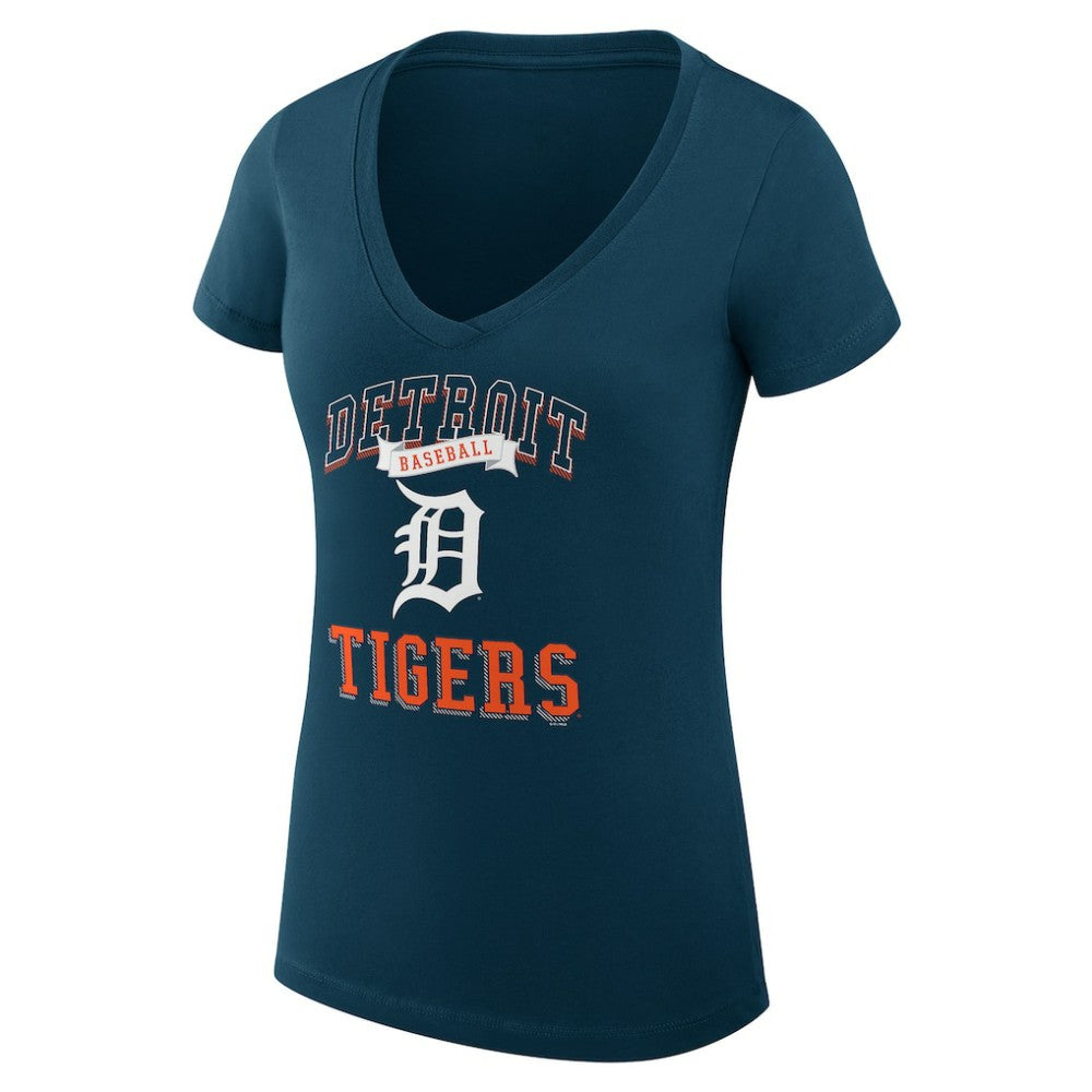 Detroit Tigers G-III 4Her by Carl Banks Women's Super-Slim Fit Lightweight Team Logo Graphic V-Neck T-Shirt - Navy - MLB Discount