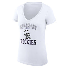 Colorado Rockies G-III 4Her by Carl Banks Women's Super-Slim Fit Lightweight Team Logo Graphic V-Neck T-Shirt - White - MLB Lifestyle