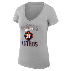 Houston Astros G-III 4Her by Carl Banks Women's Super-Slim Fit Lightweight Team Logo Graphic V-Neck T-Shirt - Heather Gray - MLB Discount