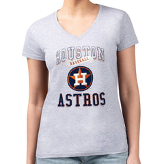 Houston Astros G-III 4Her by Carl Banks Women's Super-Slim Fit Lightweight Team Logo Graphic V-Neck T-Shirt - Heather Gray - MLB Discount