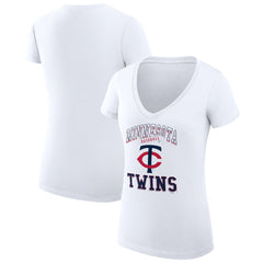 Minnesota Twins G-III 4Her by Carl Banks Women's Super-Slim Fit Lightweight Team Logo Graphic V-Neck T-Shirt - White - MLB on Sale