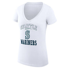 Seattle Mariners G-III 4Her by Carl Banks Women's Super-Slim Fit Lightweight Team Logo Graphic V-Neck T-Shirt - White - MLB Discount