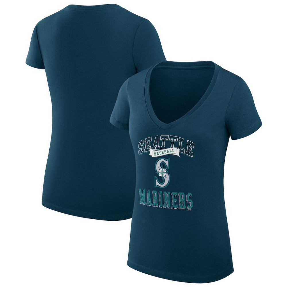 Seattle Mariners G-III 4Her by Carl Banks Women's Super-Slim Fit Lightweight Team Logo Graphic V-Neck T-Shirt - Navy - MLB Online