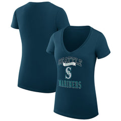 Seattle Mariners G-III 4Her by Carl Banks Women's Super-Slim Fit Lightweight Team Logo Graphic V-Neck T-Shirt - Navy - MLB Online