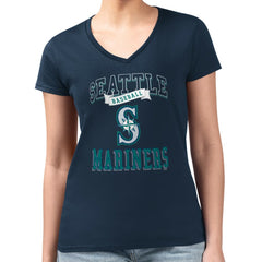 Seattle Mariners G-III 4Her by Carl Banks Women's Super-Slim Fit Lightweight Team Logo Graphic V-Neck T-Shirt - Navy - MLB Online