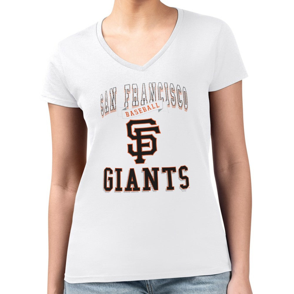 San Francisco Giants G-III 4Her by Carl Banks Women's Super-Slim Fit Lightweight Team Logo Graphic V-Neck T-Shirt - White - MLB Online